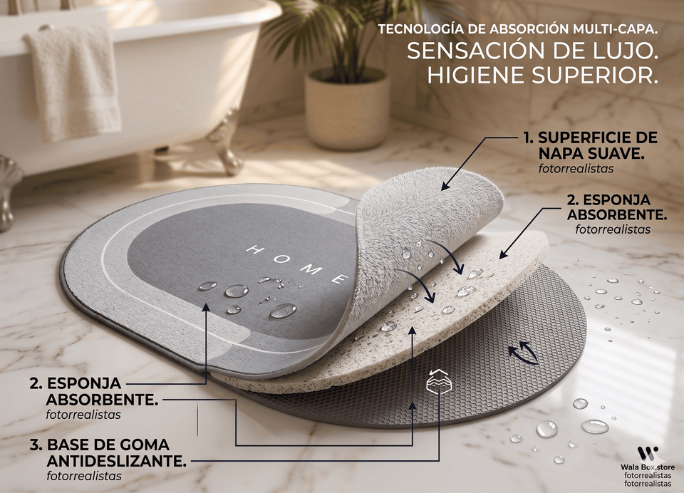 Alfombra de Baño Antideslizante de Secado Rápido  – Ultra Absorbente